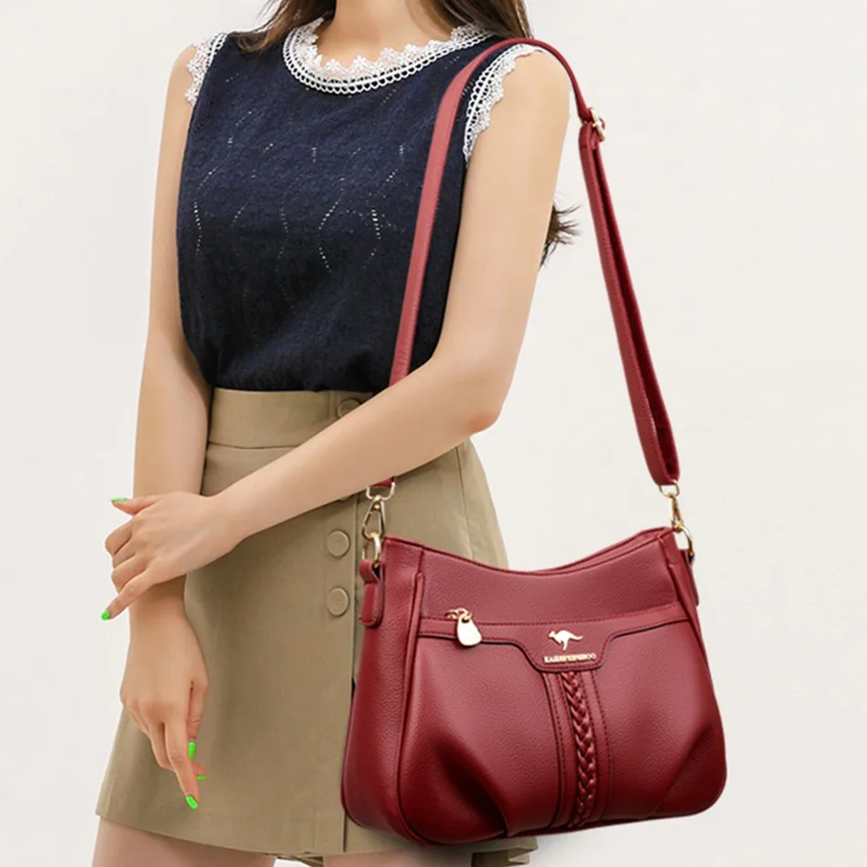 2024 High Quality Soft Leather Women\'s Handbag Trend Designer Female Crossbody Bag Casual Shoulder Messenger Handbags Sac A Main