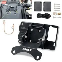 Suporte de navegação do pára-brisas da motocicleta, suporte de montagem do telefone móvel, carregador USB para YAMAHA TMAX 530 2017-2019