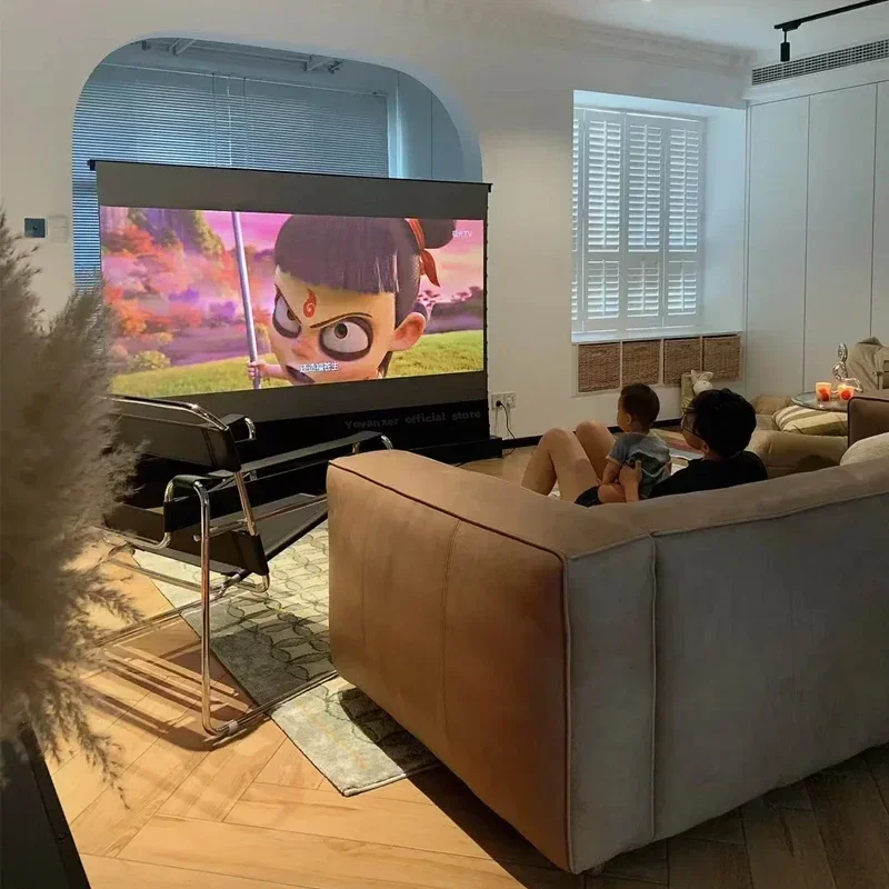 150 Inch Max Electric ALR CLR Rollable Floor Rising Long Throw Projector Screen Grey Crystal Ambient Light Rejecting HD 3D 4K 8K