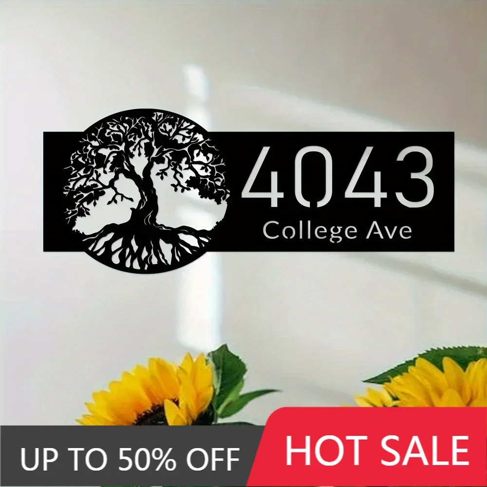 

Custom Iron Wall Art 1pc Bespoke Tree of Life Metal Surname Sign for Home Beautification Black Iron Wall Silhouette Multifunctio