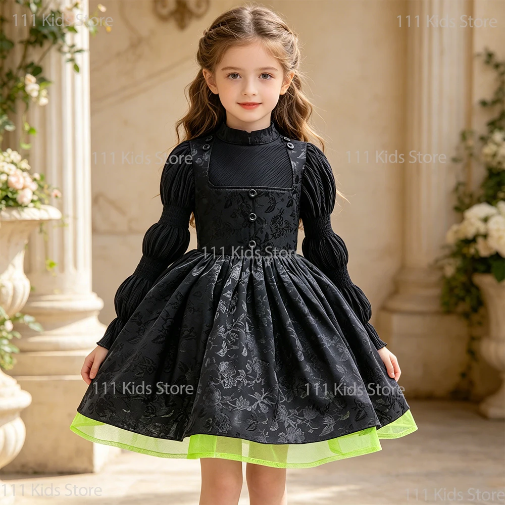 

Movie Evil Witch Elphaba Cosplay Costumes Children Perform Dress Gothic Black Evening Dress Girls Birthday Party Princess Dress