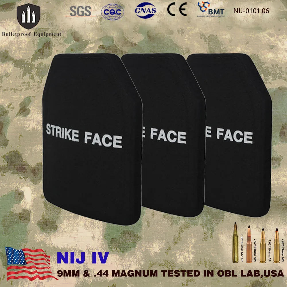 

2 Pieces Front Back Tactical NIJ IV PE Silicon Carbid Bullet Proof Plates Level 4 Bulletproof Board Backpack Panel Body Armor