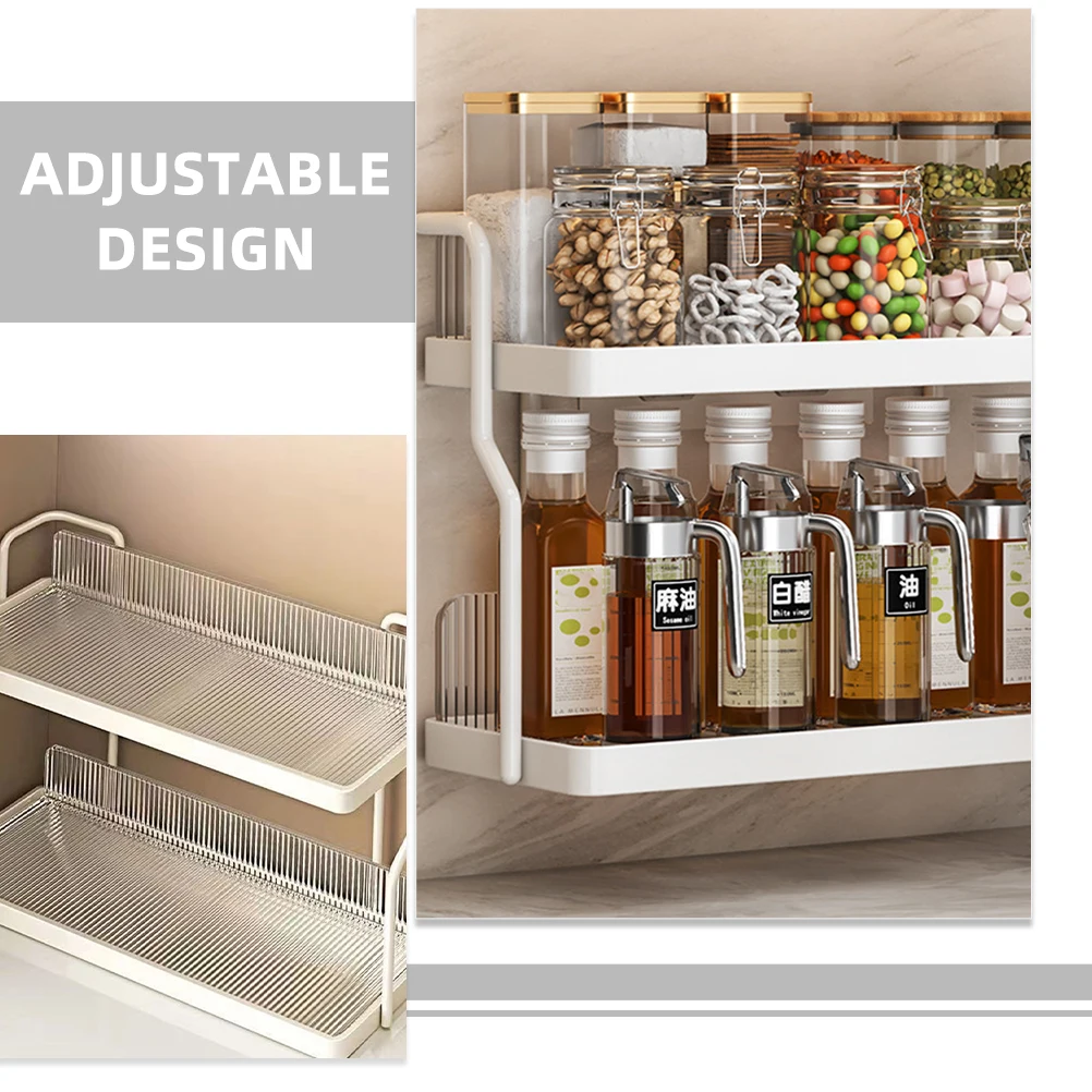

Double tier Storage White Acrylic Spice Jar Rack Seasoning Containers Labels Kitchen Cup Holder Bathroom ganizers Desktop Makeup