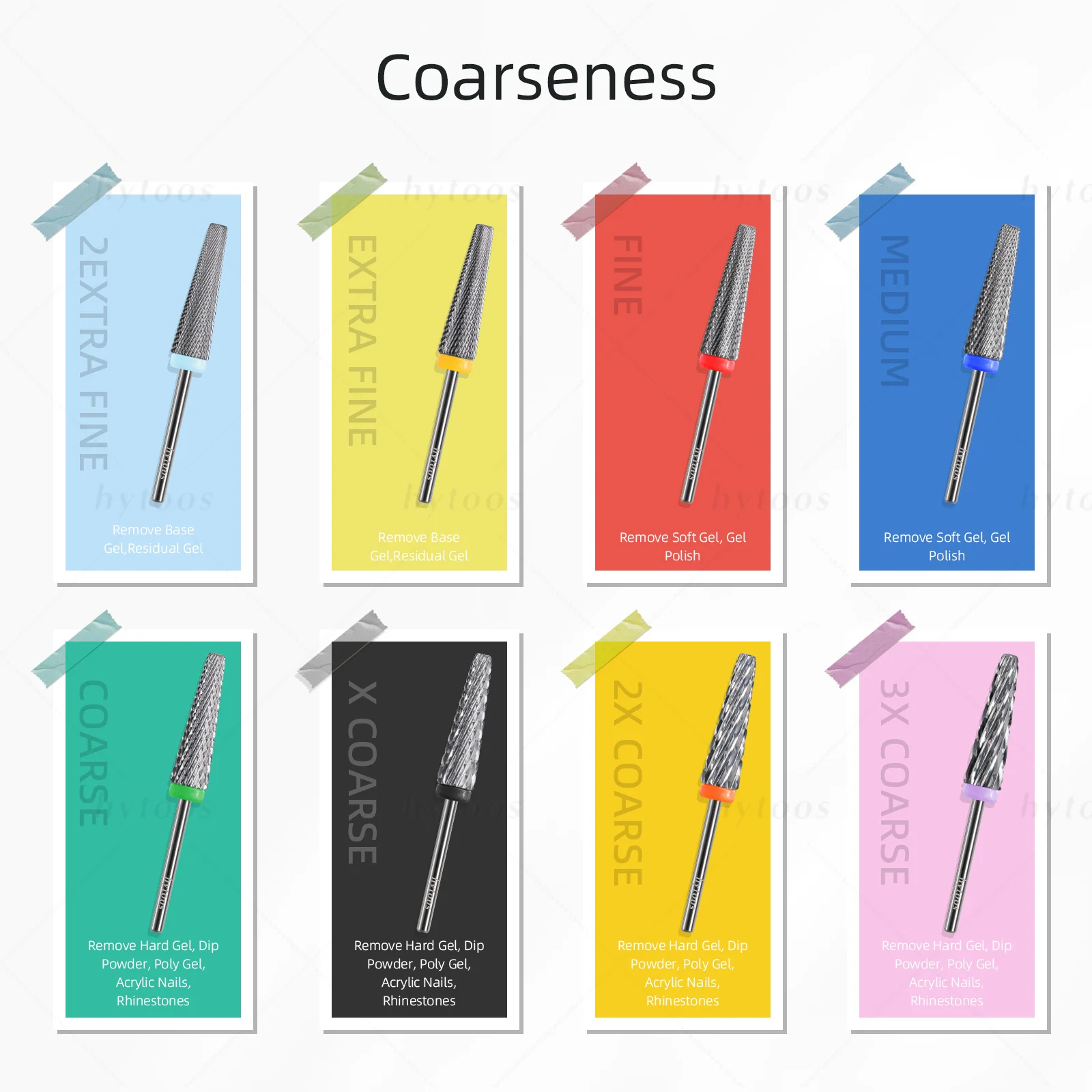 HYTOOS 24mm Super Long 5 in 1 Carbide Nail Drill Bit 3/32'' Two-Way Cross Cut Acrylic Gel Removal Manicure Tool