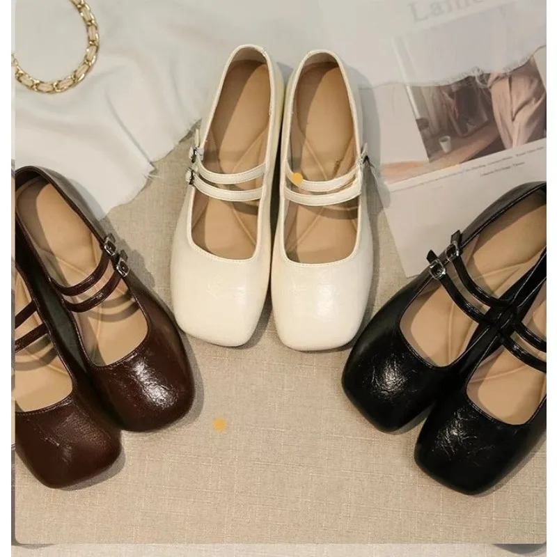 

New Square Toe Comfortable Casual and Versatile Spring and Summer Flat Shoes Elegant and Fashionable Retro Women's Shoes