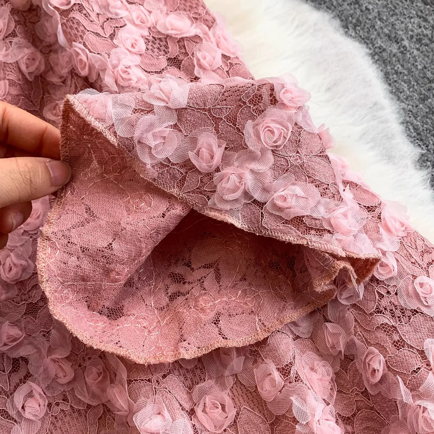 Robe de soirée formelle de luxe en dentelle 3D, motif floral, simple boutonnage, manches longues évasées, ligne a, robes de soirée, automne