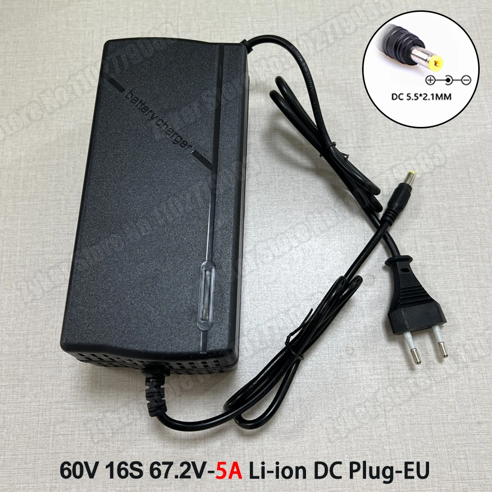 60V 72V 5A Lithium-Batterie-Ladegerät 67,2V 84V 5A Lithium-Akku 16S 20S 5A Intelligente intelligente Schnellladegeräte EU-Stecker