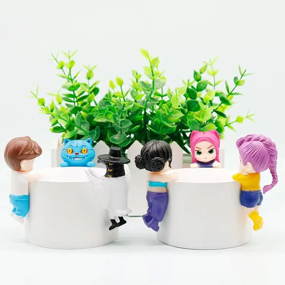 Kpop demon hunters figura série caixa cega derpys tigre rumi mira zoey buceta estatueta boneca mini decoração modelo brinquedos presentes de natal