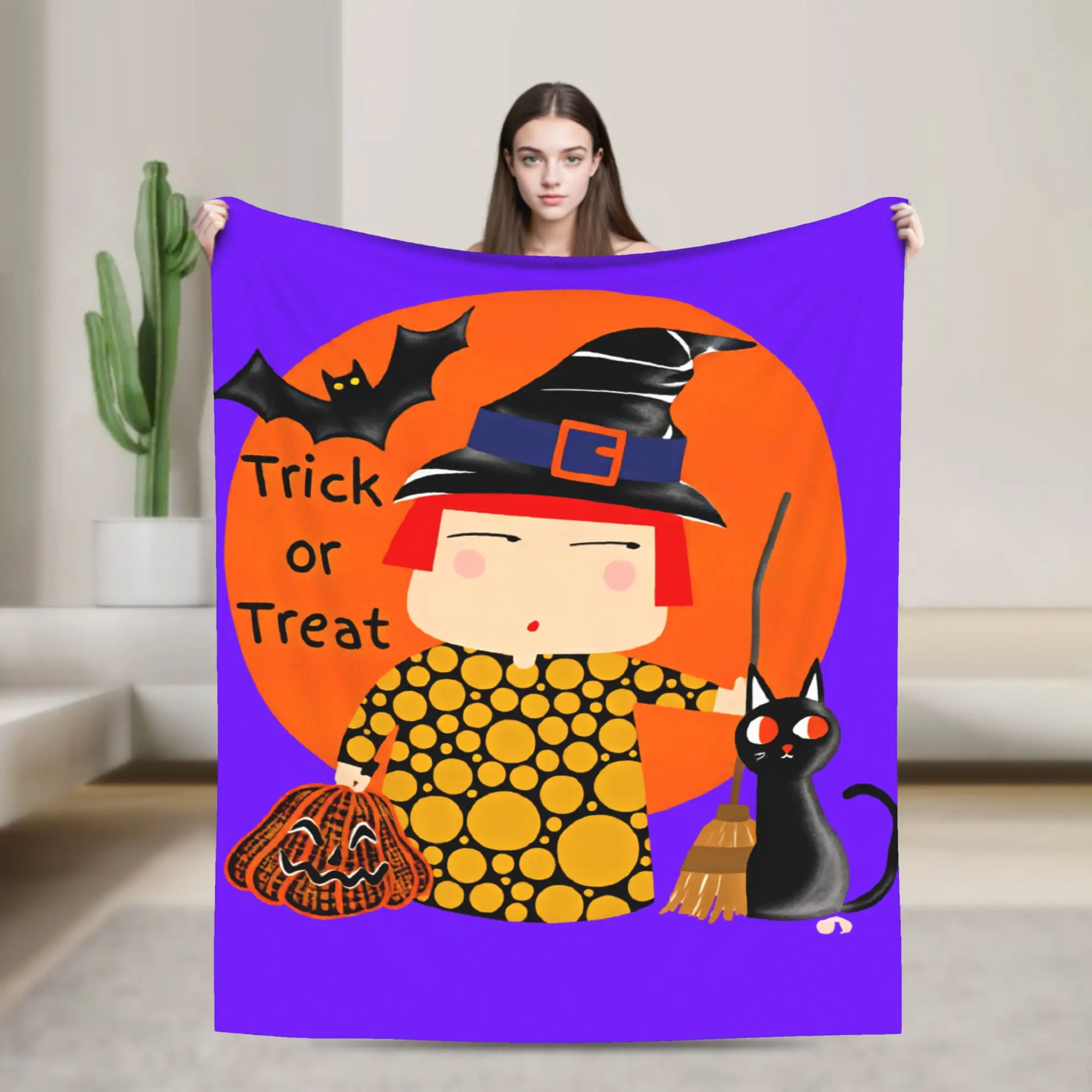 Yayoi Kusama Trick Or Treat Bedding Throws Super Soft Aesthetic Blanket  For Living Room Travel Office Flannel Bedspread Cover