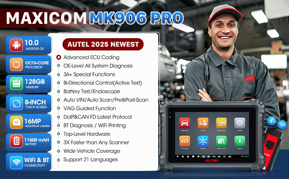 Autel MaxiCOM MK906S Pro Autodiagnosetool Gleiche Funktionen wie MS906 Pro Advanced ECU Coding & Active Test DoIP & CAN FD – Detail 1