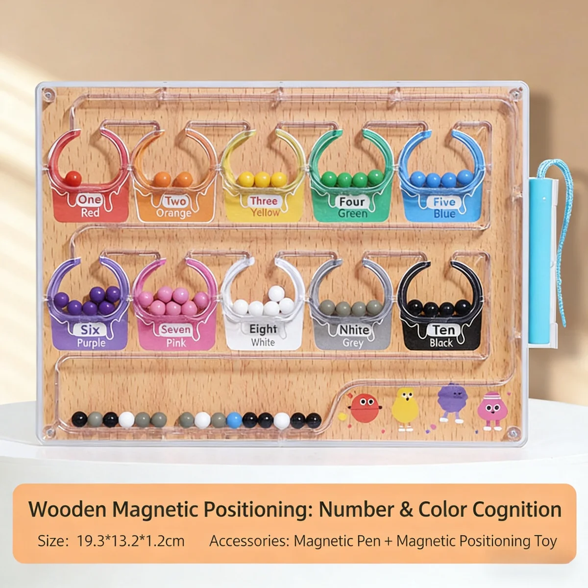 Jouet éducatif en bois avec perles magnétiques numériques pour enfants, classification des couleurs, calcul mathématique, entraînement aux nombres
