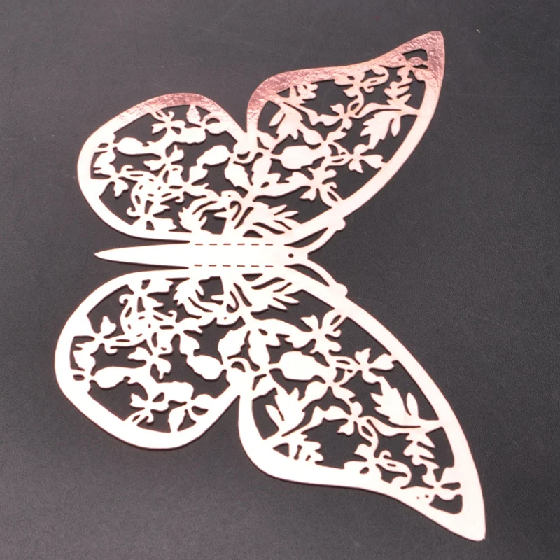 48 PCS 3D Butterfly Wall Decor Rose Gold Stickers 3D Hollow-Out Decorative DIY Home Decor Butterflies Decoration Bedroom