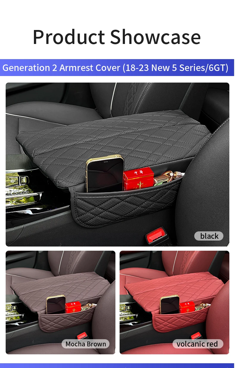 Car Central Armrest Pad For BMW G30 G38 G32 6GT 2018-2023 LHD Auto Center Console Arm Rest Box Cover Mat Protective Accessories