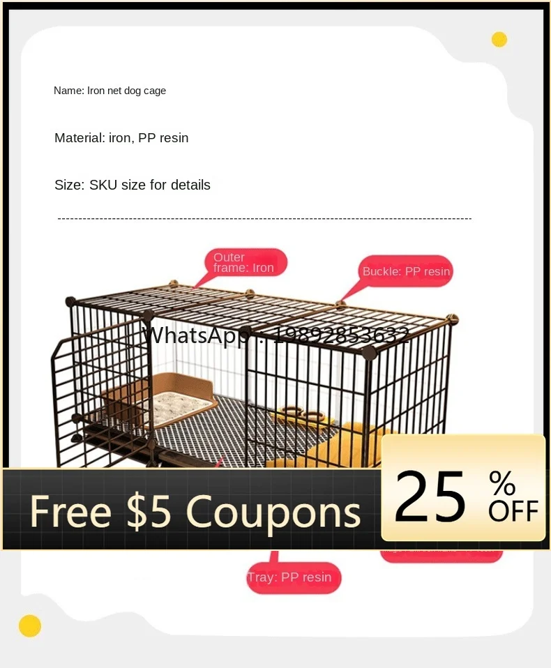 

ZZ Wyj Medium-Sized Dog Indoor Pet Dog Dog Traction Rope Toilet Automatic Separation Kennel