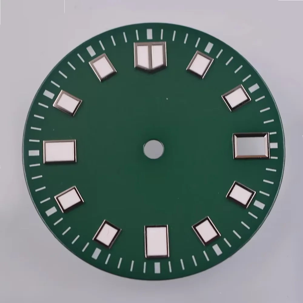 

29mm Green Sterile watch dial FIT japan NH35 NH36 NH35A Movement luminous dial