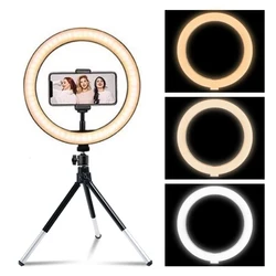 LED Photography RingLight 3 Modes Dimmable Selfie Ring Light With Tripod & Phone Stand For TikTok Video Live Makeup Fill Lamp