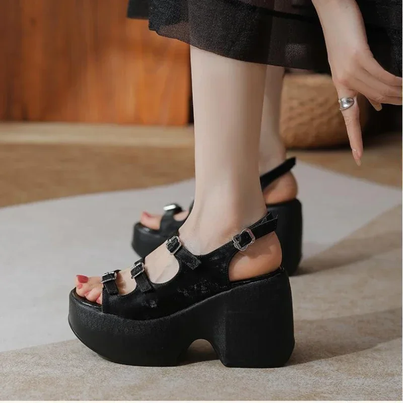 2024 New Summer Sandals Women Comfortable wedge Heel Sandals Shoes for Women Casual Shoes Zapatos De Mujer Gladiator Shoes 10 CM