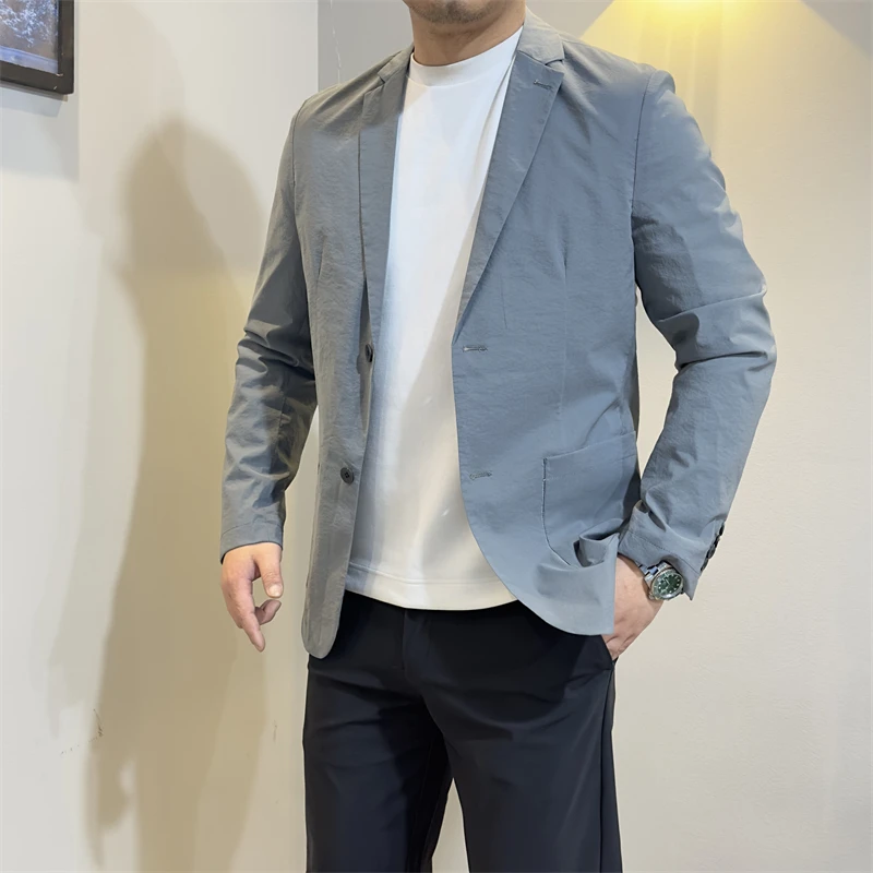 

High-End Lightweight Breathable Men's Casual Suit Spring Summer New Sle Faionable Urban Sle Long Sve Stand Fit