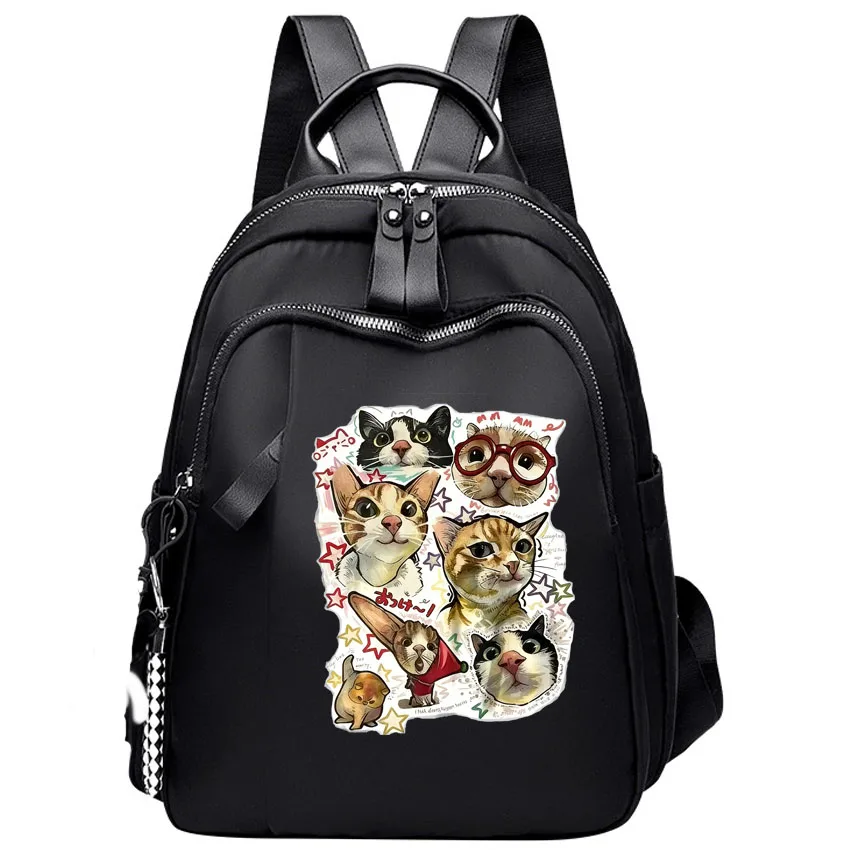 

Женский рюкзак в американском ретро-стиле с забавным мультяшным принтом кота, женский дорожный рюкзак, повседневный рюкзак для девочек, женский рюкзак