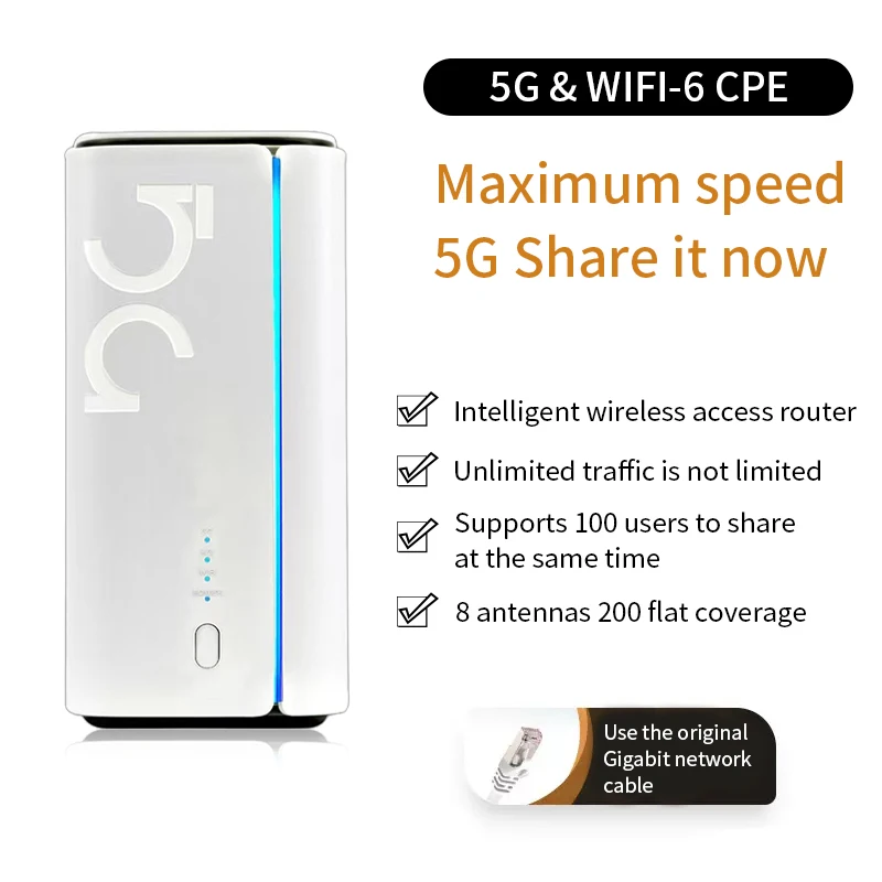 WiFi6 wireless 5g cpe router with Sim Card Dual Band 1900Mbps 5G Wireless Router