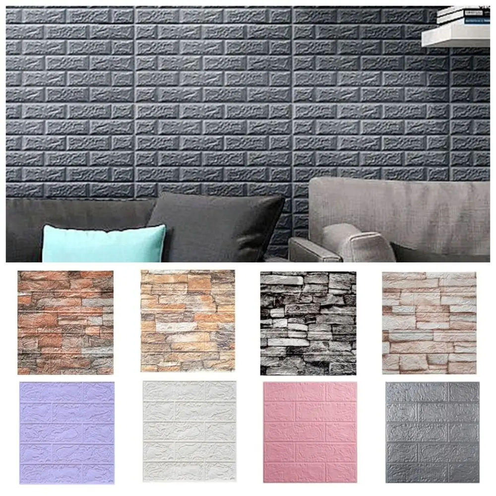 

Waterproof 3D Imitation Brick Wall Stickers Peel and Stick DIY Self-adhesive Wallpaper Panel 35*38.5CM Retro Decorative Stickers