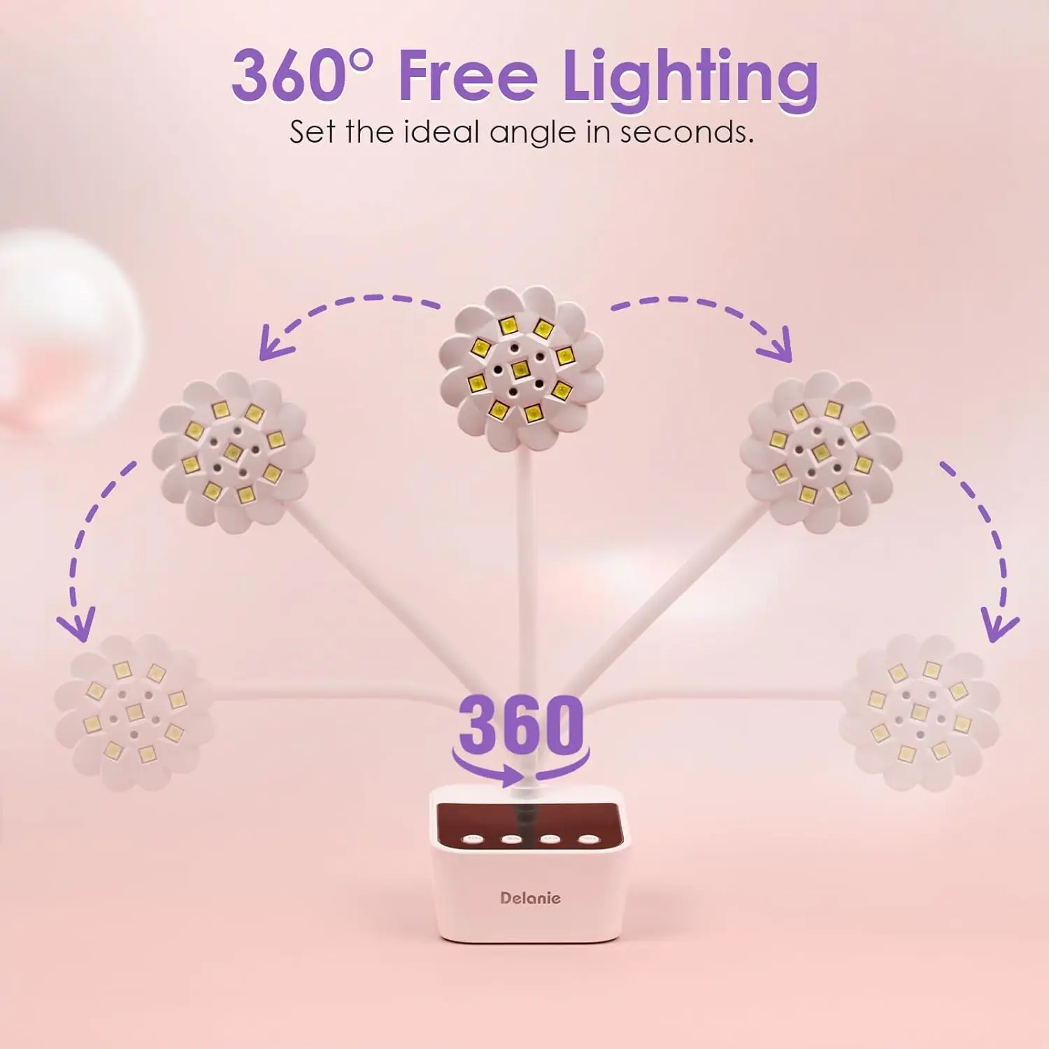 مصباح أظافر LED بالأشعة فوق البنفسجية - رقبة معقوفة لاسلكية قابلة لإعادة الشحن لتلميع الجل والملحقات، باللون الأبيض