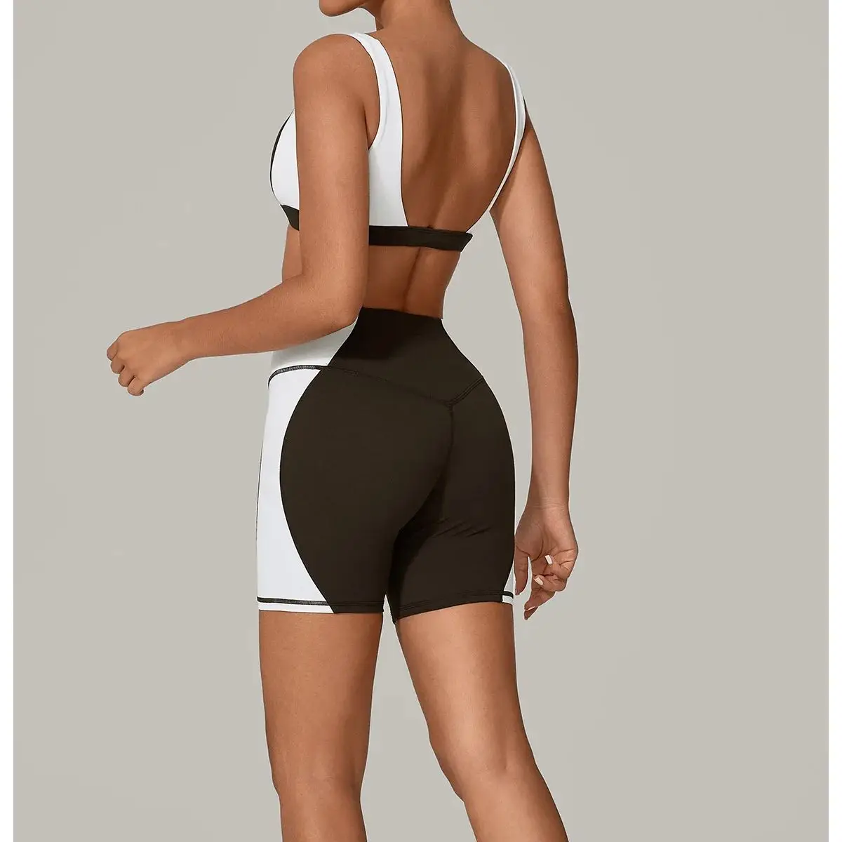 

2PCS Color Block Yoga Set Women's Sport Bra Gym Workout Legging Shorts Women High Waist Fitness Sports Shorts Active Wear Suit