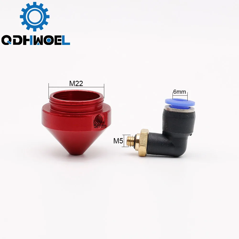 QDHWOEL Air Nozzle for Dia.20 FL38.1 Lens N01F CO2 Short Nozzle A with Fitting M5 for Laser Head at CO2 Laser Cutting Machine