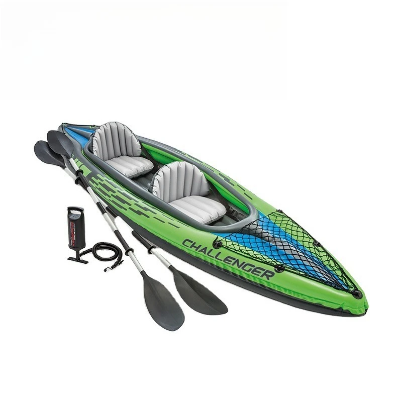 Aufblasbares Kajak, 2-Personen-Kanu, Tragbares Boot für Seen und Flüsse, Leichtes PVC-Material