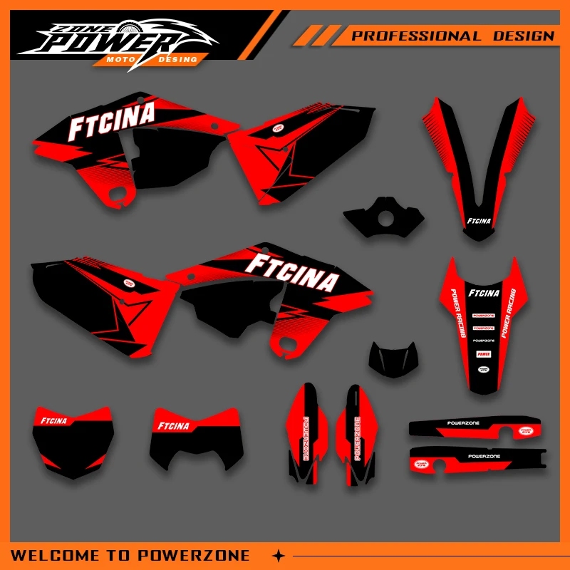 POWERZONE موتوكروس فريق الرسومات خلفية ملصق مائي أطقم ForFANTIC 120 250 XX رقم مخصص 01