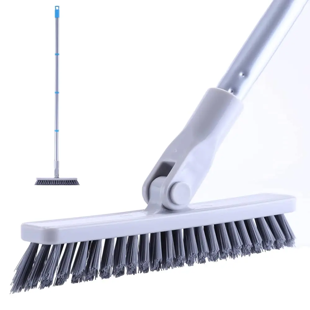 

Grout Brush with Long Handle - Heavy Duty Grout Cleaner Brushes for Tile Floors, Swivel Stiff Bristles Floor Scrubber Cleani