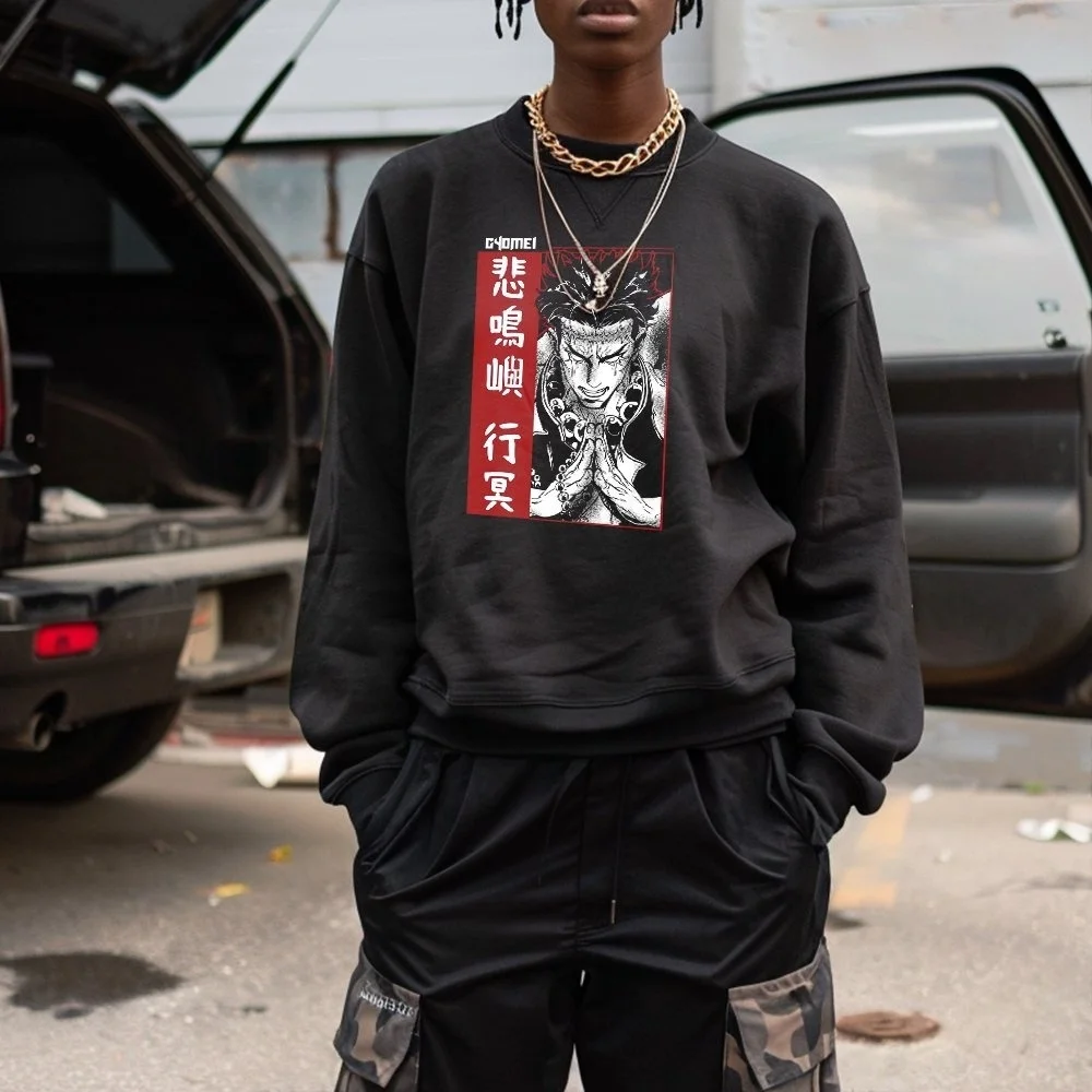 Sudadera Demon Slayer para hombre, Sudadera con capucha de Anime Gyomei Himejima, primavera y otoño, traje de manga larga para padres e hijos