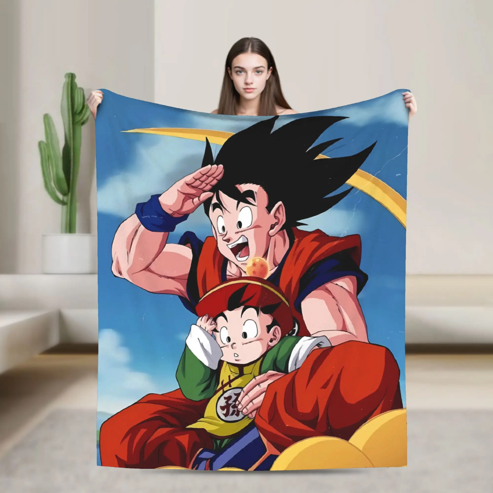 Family Group Goku D-Dragon B-Ball Warm Blankets  Kids Plush Bedding Throws Graphic Couch Bed Flannel Bedspread Sofa Bed Cover