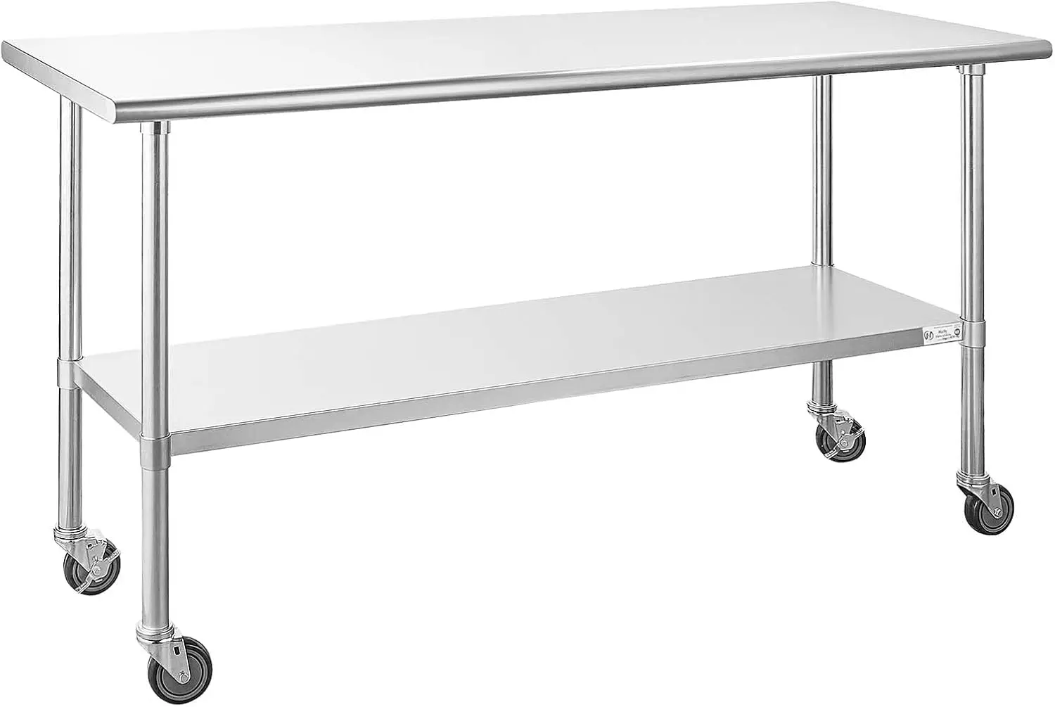 Stainless Steel Table for Prep & Work 24 x 72 Inches with Caster Wheels, NSF Commercial Heavy Duty Table with Undershelf and Gal