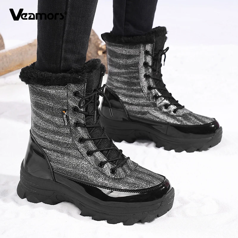

Plush Warm Snow Boots Women's Fashion High-top Boots Anti-slip Winter Cotton Shoes Warm Outdoor Walking Hiking Shoes