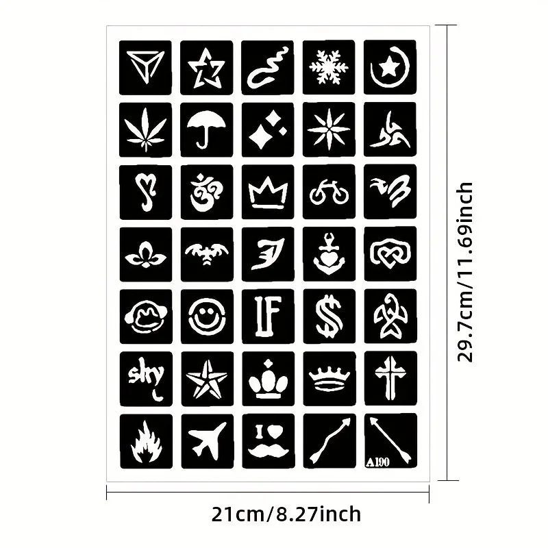 52-107pcs Glitter Temporary Tattoo Stencils Airbrush Henna Tatoo Stencil Kit for Women Men Kids Face Body Paint DIY Art Reusable