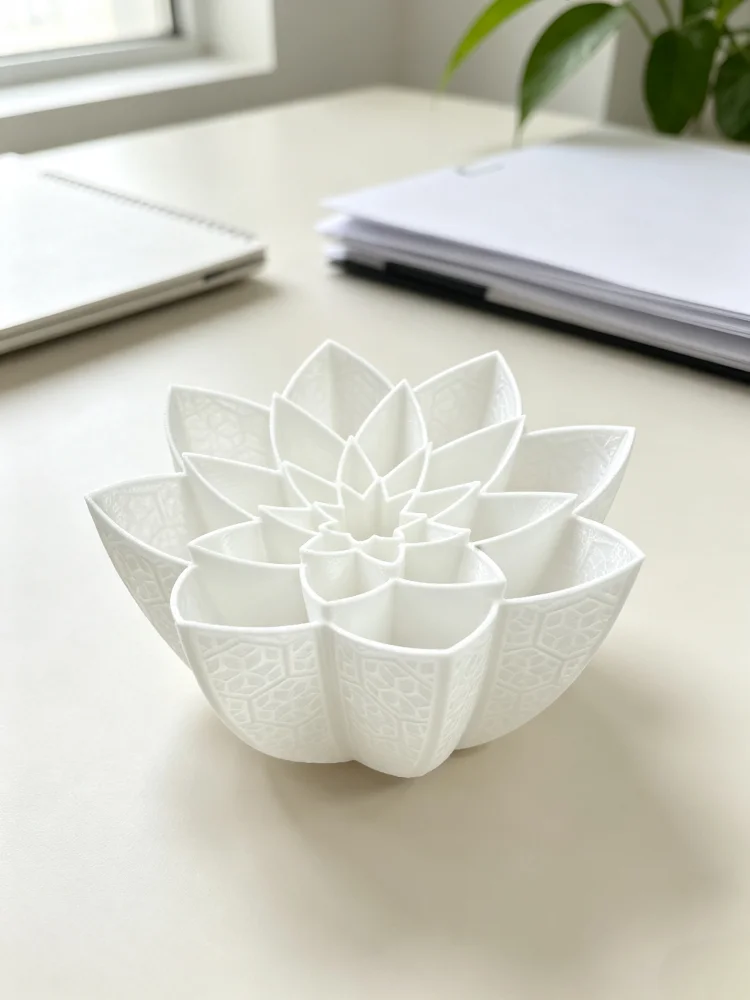 Floral Lotus Pen Holder, Desktop Pen Holder, Desktop Organizer, Stationery Storage Container, Multi-Slot Multi-Compartment Grid Partitioned Storage Design, Petal-Shaped Textured Surface Decorative Pen Holder, Storage for Various Pens, Scissors, Paper Clips, Small Stationery Items, Suitable for Office Desk, Home Office, Student Desk, Exquisite Desktop Ornament, Gift for Office Workers, Women's Desktop Decoration.