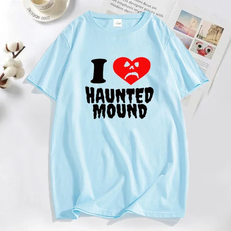 Sematary I Love Haunted Mound T-Shirts Popular Trend Heart Shape Print T Shirt for Men Funny Streeetwear Cotton Tshirt Clothing