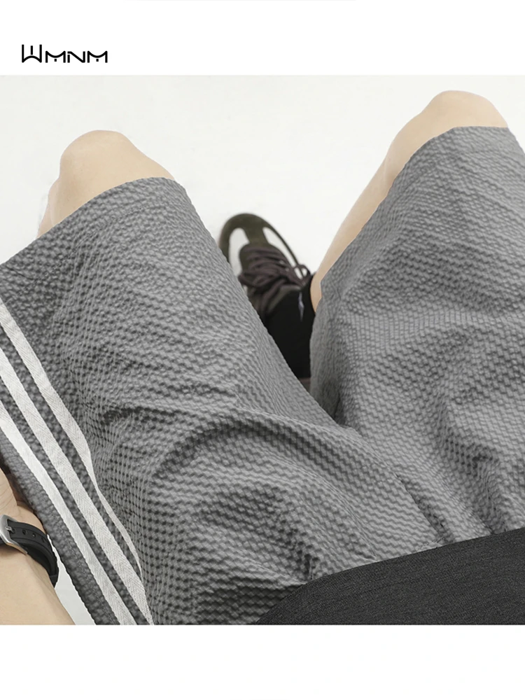 

Men's Summer Faionable Bubble Cloth orts Qui Dry Breathable Beach Casual Loose Five-Point Striped Pants Straight Leg ...