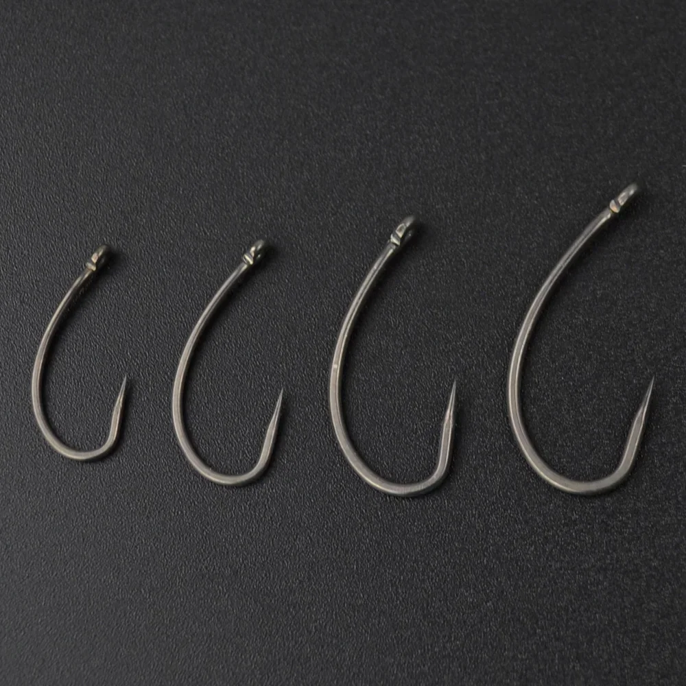 Hirisi 50pcs Carp Fishing Hook Coating Barbless Non-barb Fishhooks High Carbon Steel 8004