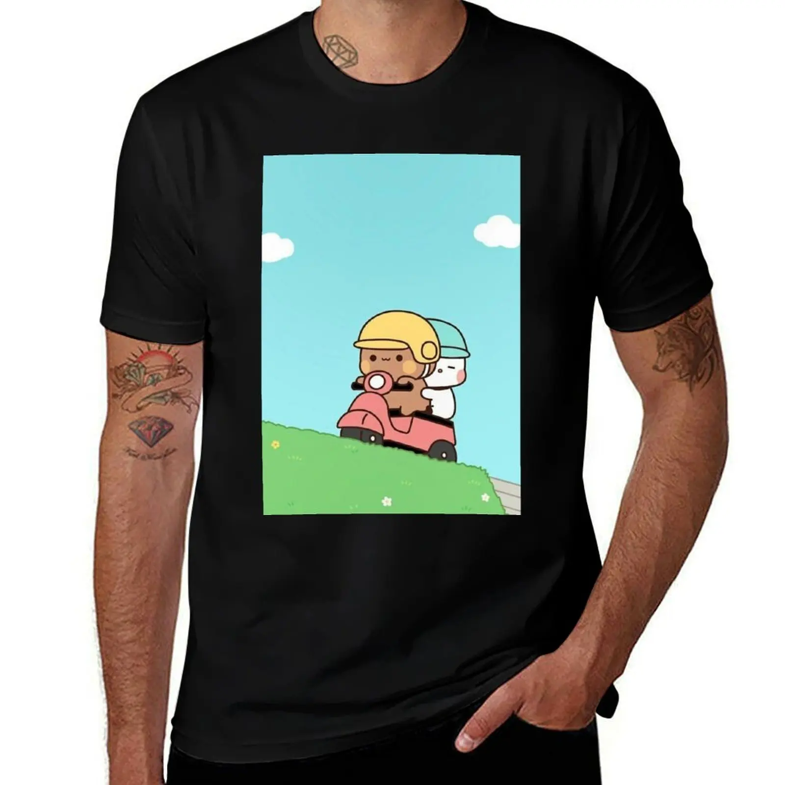 Cute Couple Bubu Dudu Are Going On A Ride T-Shirt man t shirt cotton T-Shirt