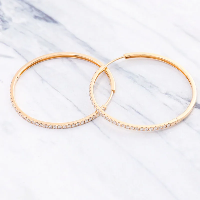 

Provence custom 925 silver plated 18K gold hoop Earrings DEF color VS Lab Diamond Hoop Earrings for women Bridal Wedding Jewelry