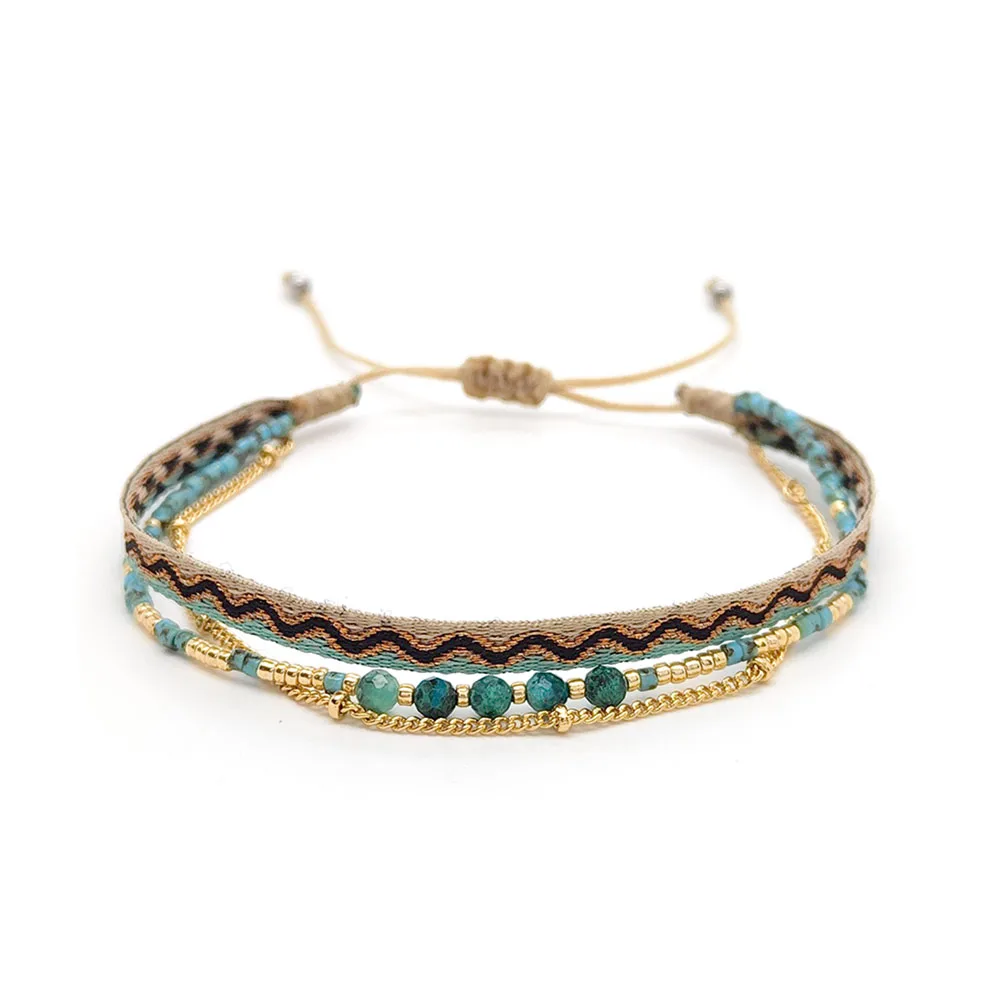 KKBEAD Damen Boho Mehrschichtiges Stoffarmband Geschenk Kolumbien Schmuck Stoff Pulseras Femme Freundschaftsschmuck – Detail 4