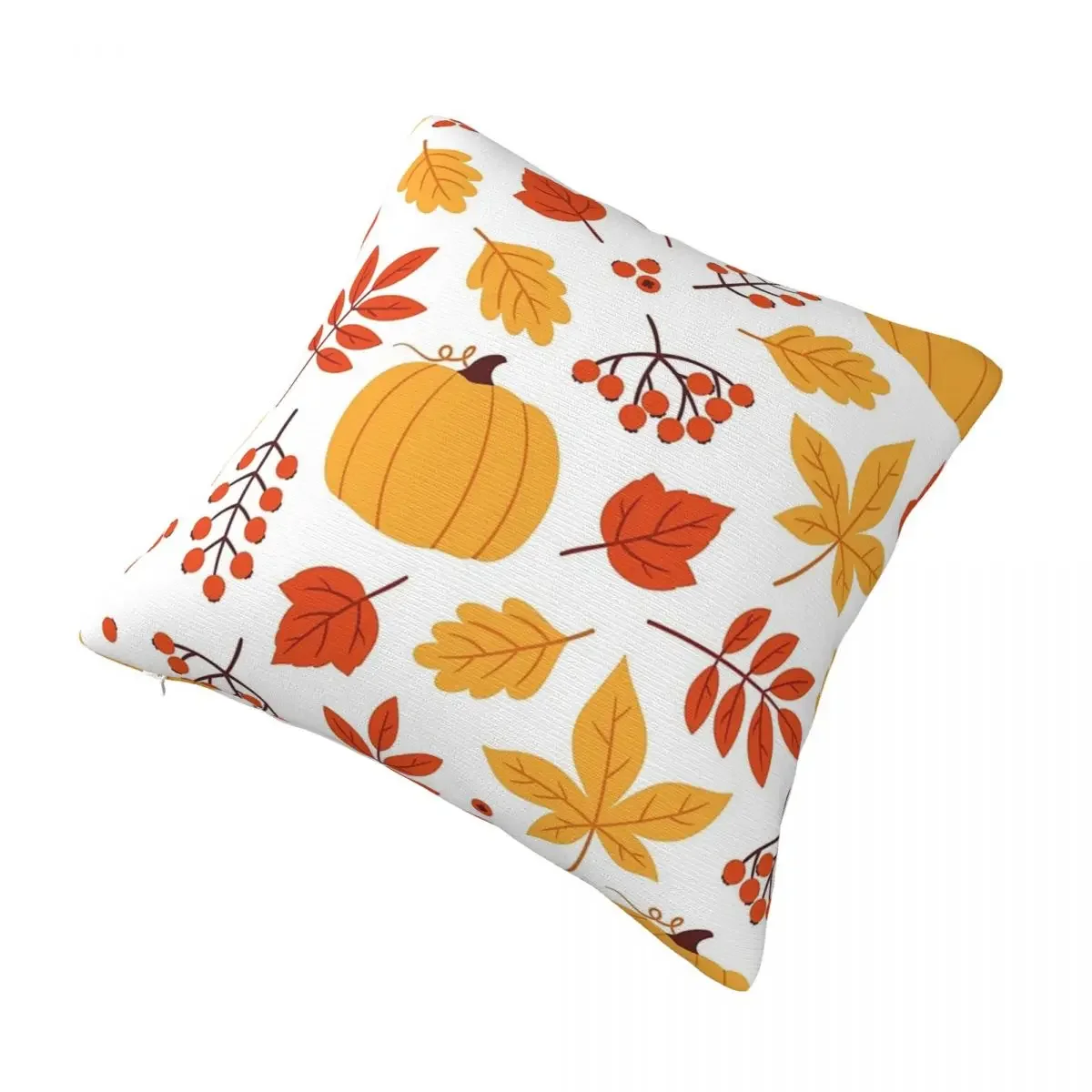 

Autumn Leaf Berry And Pumpkin Square Pillowcase Polyester Pillow Cover Velvet Cushion Decor Comfort Throw Pillow For Home Sofa