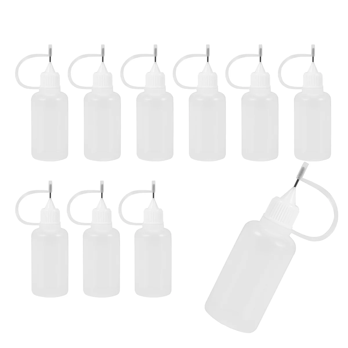 High-end 10Pcs 30Ml Plastic Squeezable Tip Applicator Bottle Refillable Dropper Bottles with Needle Tip Caps for Glue DIY