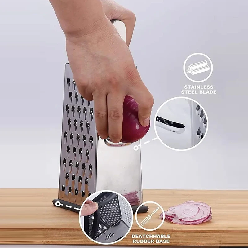 4 Sided Vegetable Grater Chopper Manual Stainless Steel Cheese Potato Slicer Shredders Garlic Ginger Fruit Cutter Kitchen Gadget