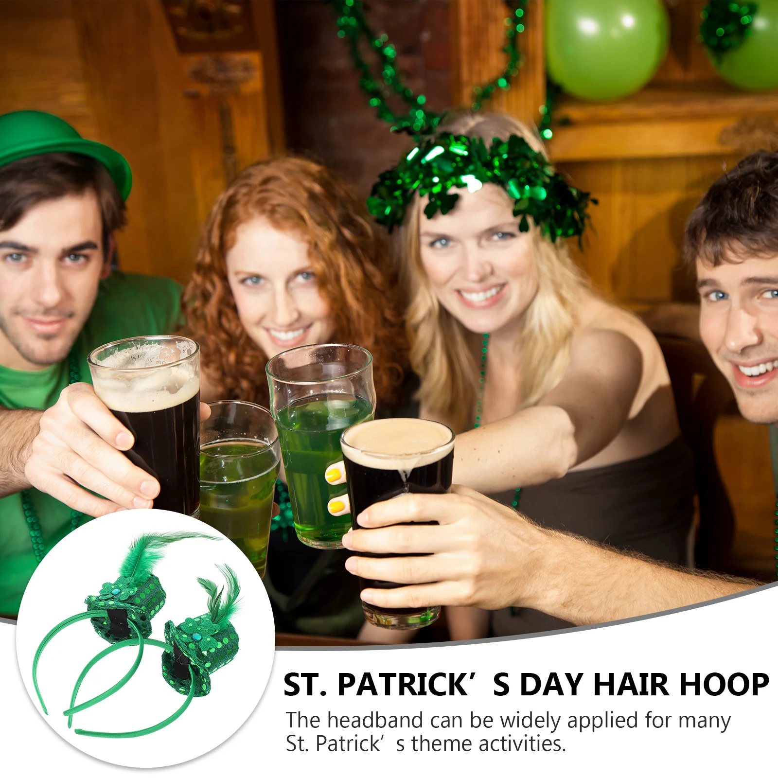قطعتان من عصابات رأس قبعة عيد القديس باتريك باللون الأخضر للحفلات آمنة ومتينة وليس من السهل كسر هدية رائعة للأصدقاء والأقاربين