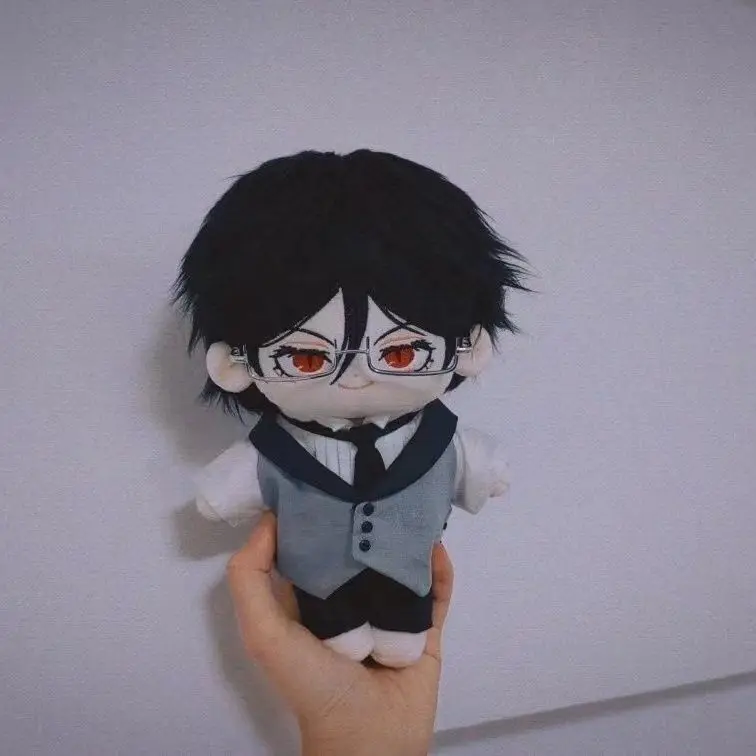 20cm Black Butler Sebastian Michaelis Anime Plush Doll Cute Cotton Body Change Clothes Outfit Dress Up Stuffed Toy Gift