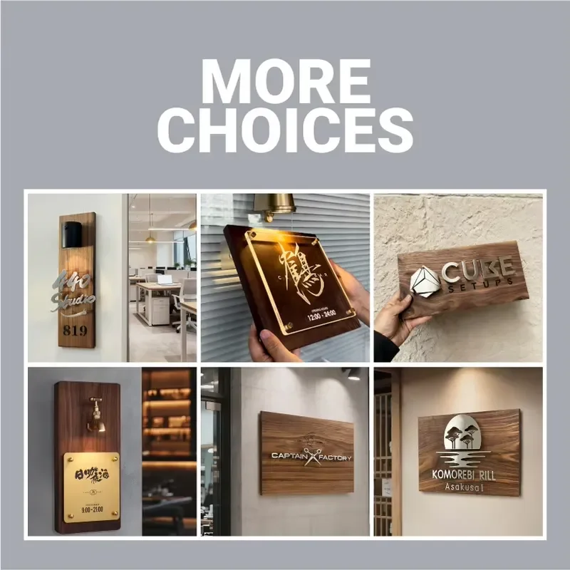 Walnut Wood Sign with Metal Floating Letters Outdoor Hotel High End Store Signage Water Resistant Eco-Friendly