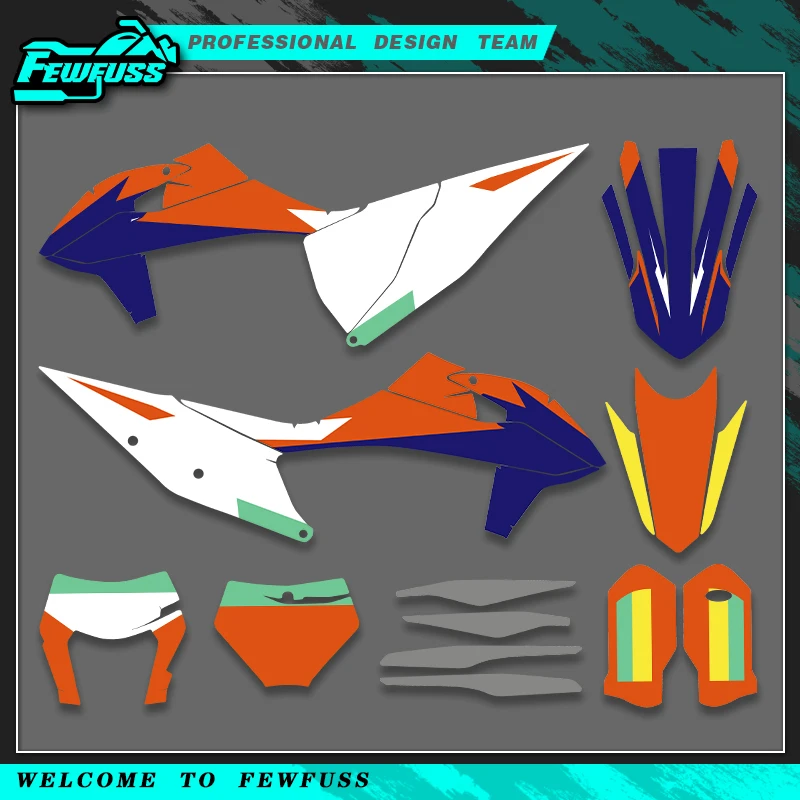 Fewfuss For KTM 19‑22 SXF & 20‑23 EXC Custom Motorcycle Graphics Decal Sticker Kit With Personalized Name & Number 03